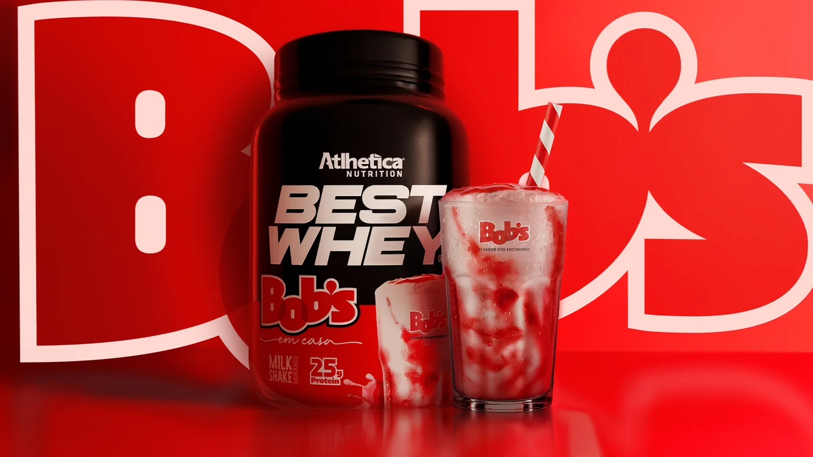 Pote do BEST WHEY Bob’s sabor Milk Shake de Morango