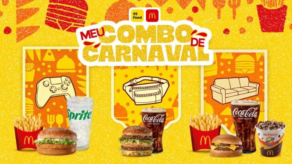 Campanha 99Food e McDonald’s com combos especiais de Carnaval