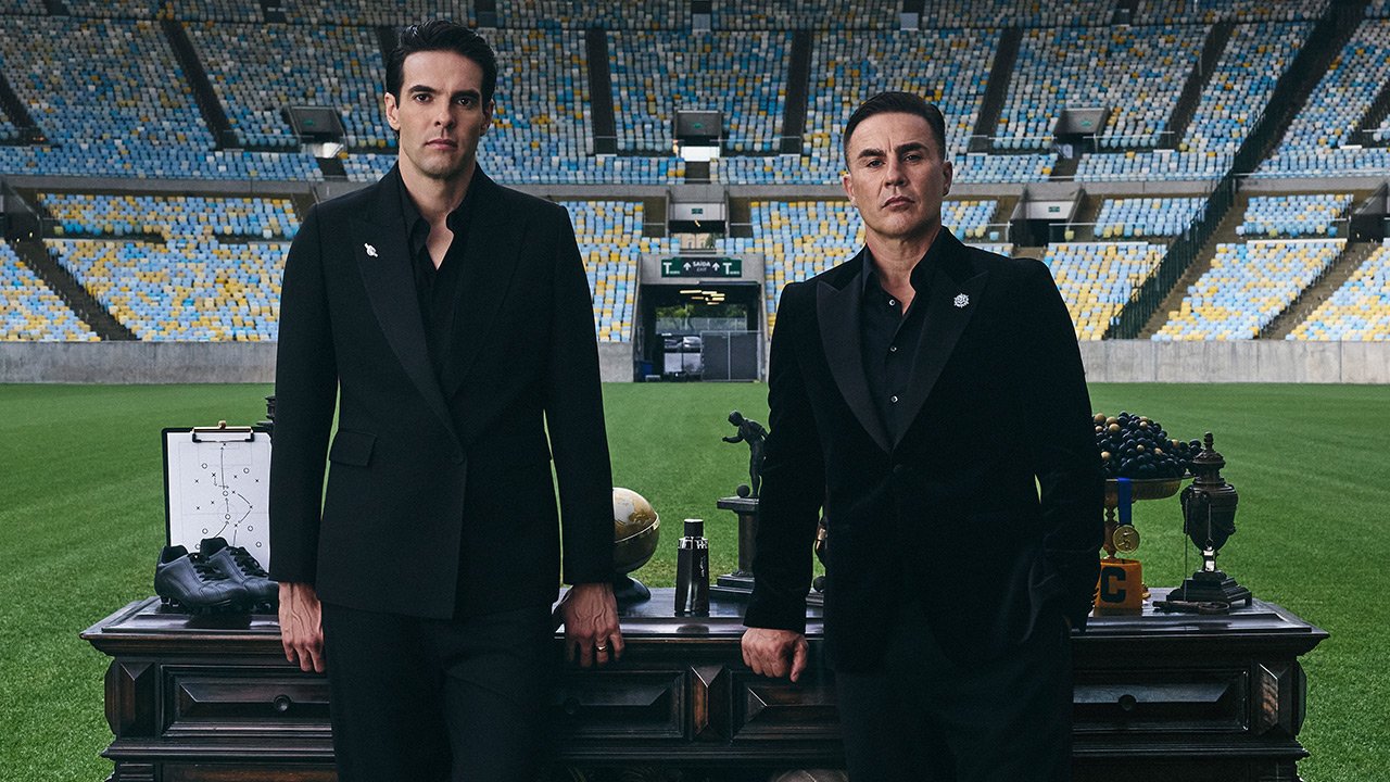 Kaká e Fábio Cannavaro no Maracanã na campanha Malbec Black Legend